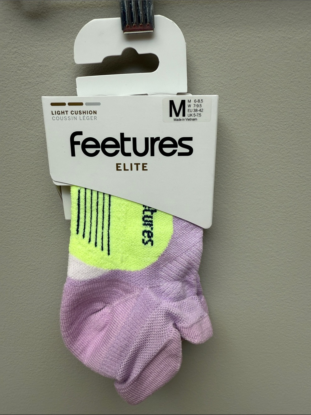 Feetures Elite Light Cushion Women's Socks - Lavender & Neon Yellow